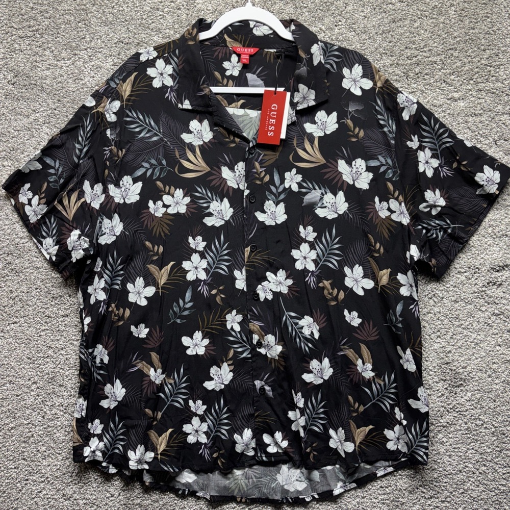 Guess Los Angeles Short Sleeve Button Up Floral Shirt Men's‎ XXL Designer NWT